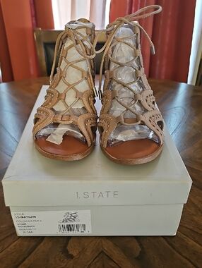 1. State Nude Tan Lace-Up Cutout Gladiator Sandals